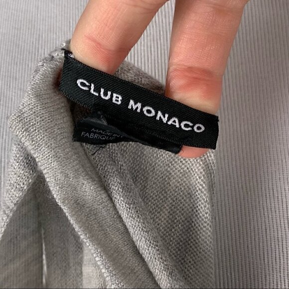 Club Monaco Womens top size XS 100% wool gray open back cowl neck - Picture 7 of 10